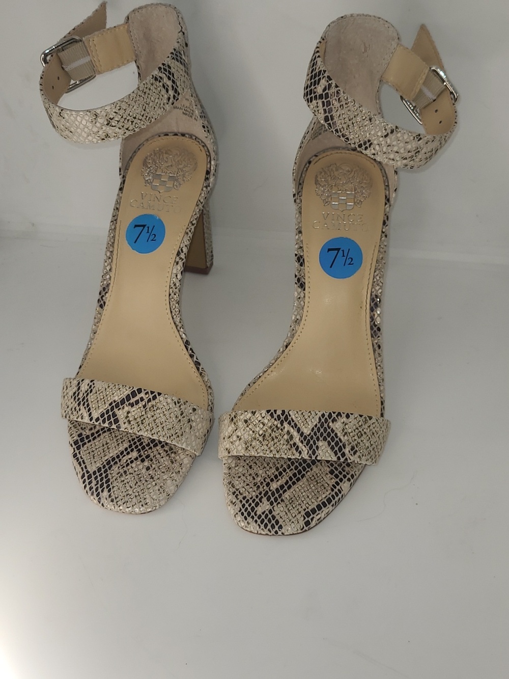 Vince Camuto Bendiva Heeled Sandal Women's Size 7.5 M Strappy Snakeskin Print - Picture 5 of 5